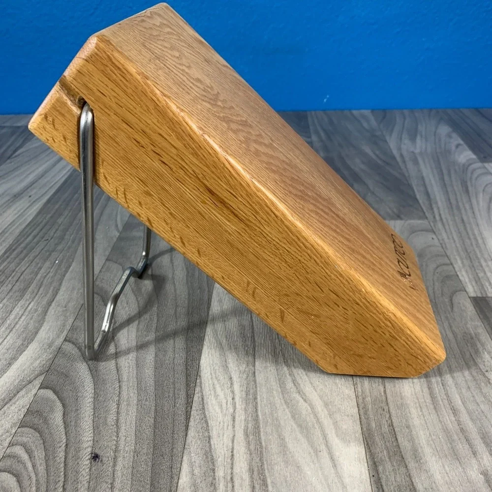 CUTCO Space Saver Knife Block 5-Slot Wood Honey Oak #1746 w/ Foldable Bar
